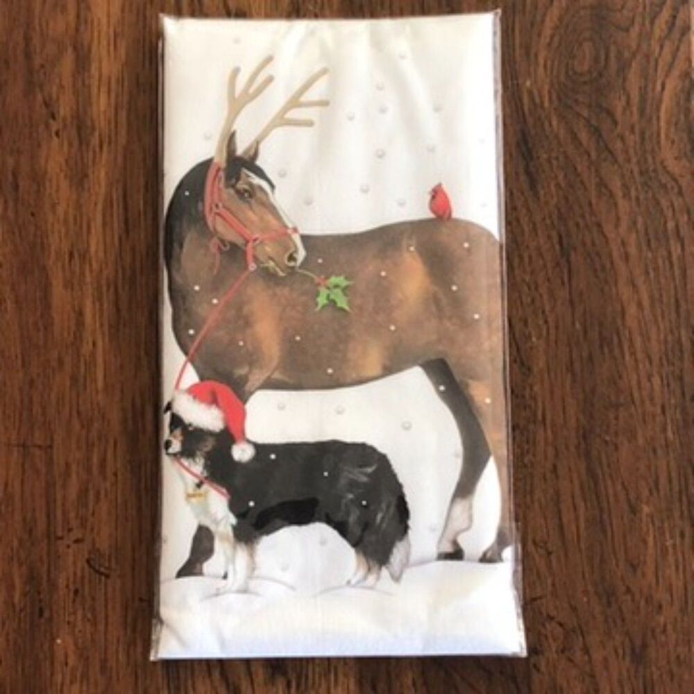 New Mary Lake-Thompson Bay Horse Collie Christmas Flour Sack Kitchen Towel